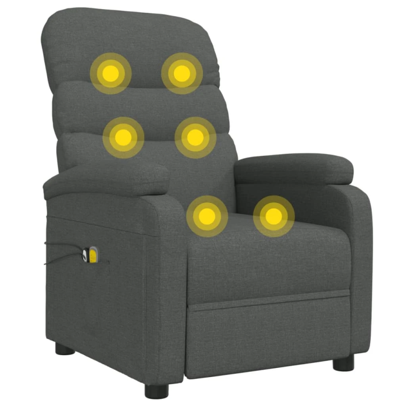 vidaXL elektriskais masāžas krēsls, tumši pelēks audums