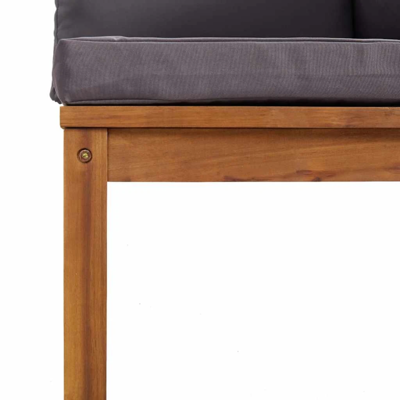 vidaXL stūra dīvāni ar pelēkiem spilveniem, 2 gab., akācijas masīvkoks