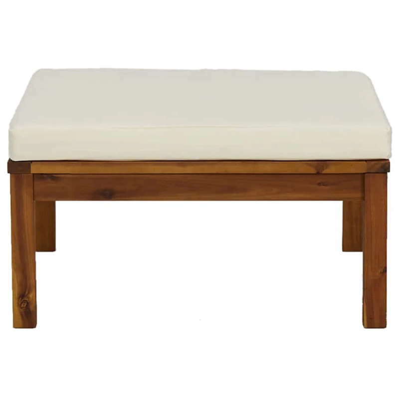 vidaXL kāju balsts ar krēmbaltu matraci, akācijas masīvkoks