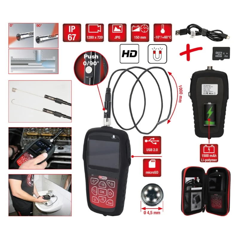 Inspekcijas kamera HD 4.5 mm 0° and 90° kameras, KS Tools