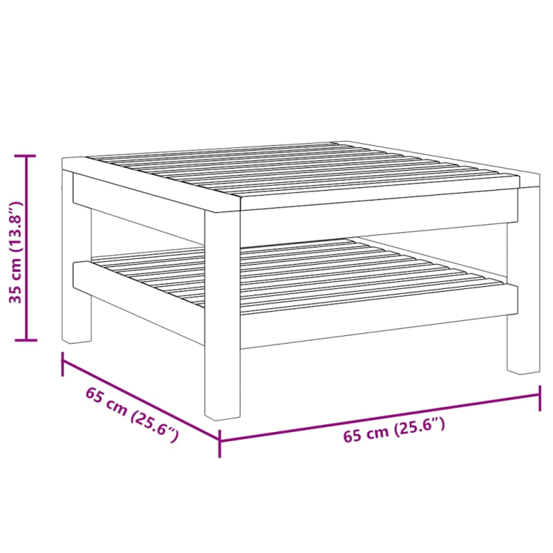 vidaXL kafijas galdiņš, 65x65x35 cm, akācijas masīvkoks