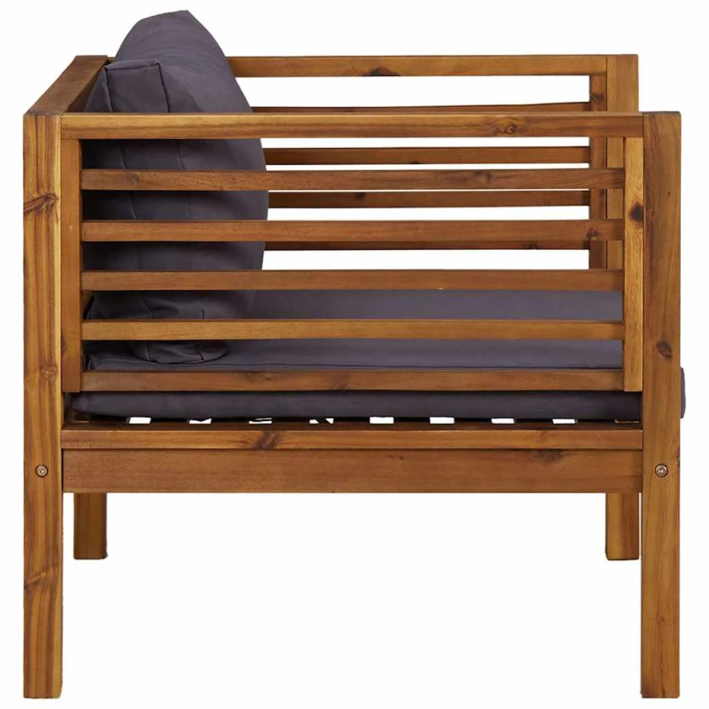 vidaXL dārza krēsls ar tumši pelēkiem matračiem, akācijas masīvkoks