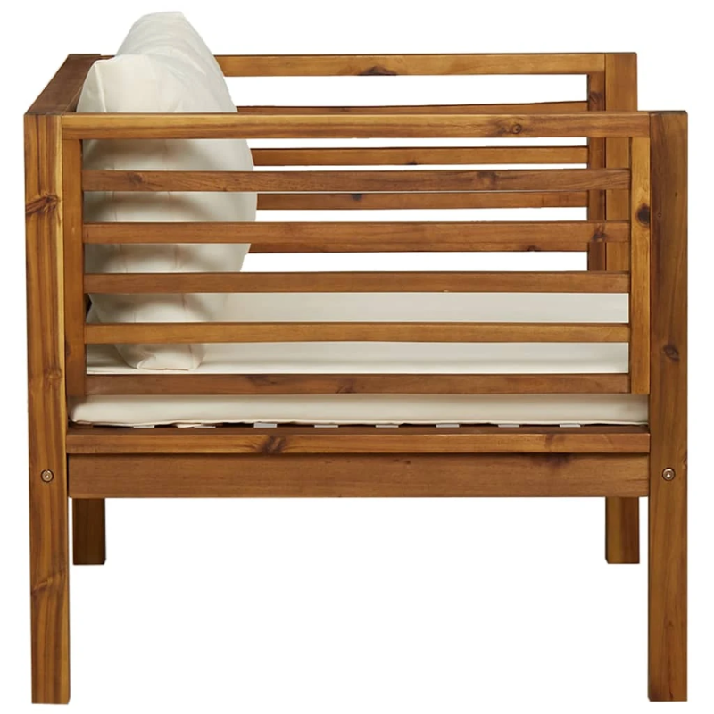 vidaXL dārza krēsls ar krēmbaltiem matračiem, akācijas masīvkoks