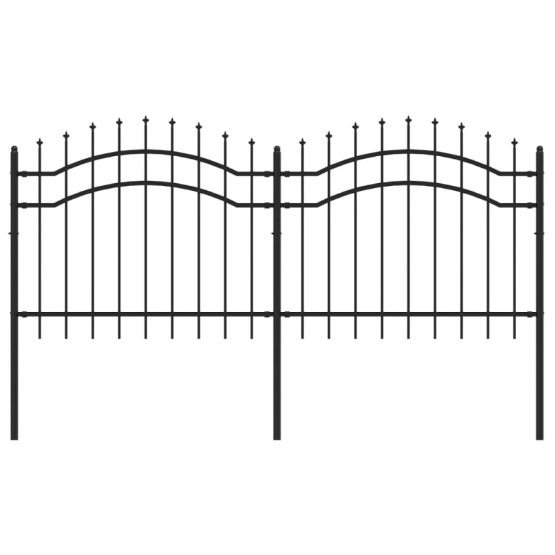 vidaXL dārza žogs ar pīķa formas galotni, melns, 239x100 cm, pulverkrāsots tērauds