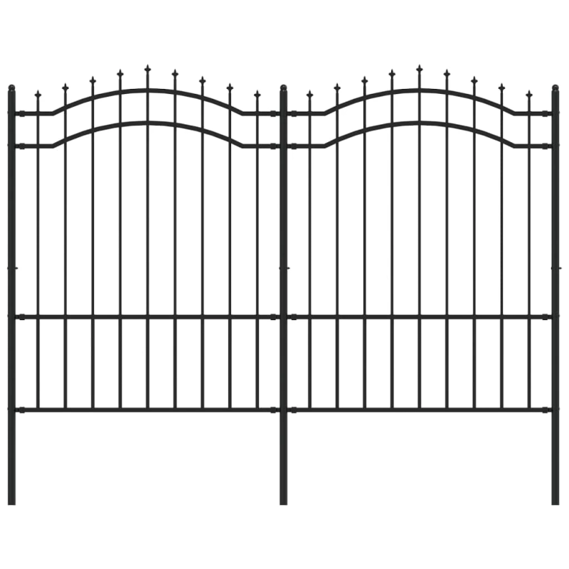 vidaXL dārza žogs ar pīķa formas galotni, melns, 239x150 cm, pulverkrāsots tērauds