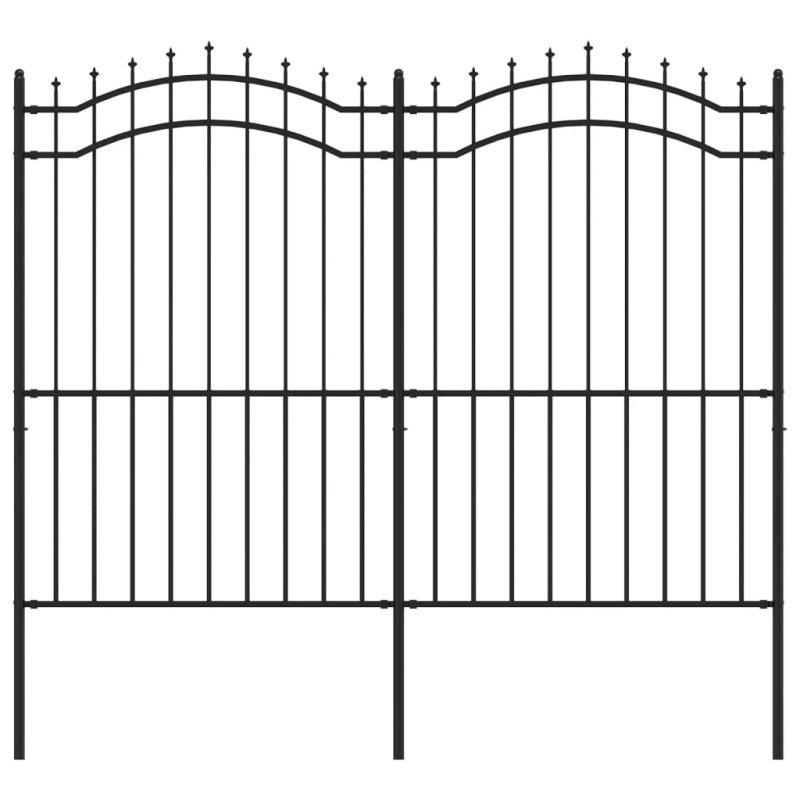 vidaXL dārza žogs ar pīķa formas galotni, melns, 239x175 cm, pulverkrāsots tērauds