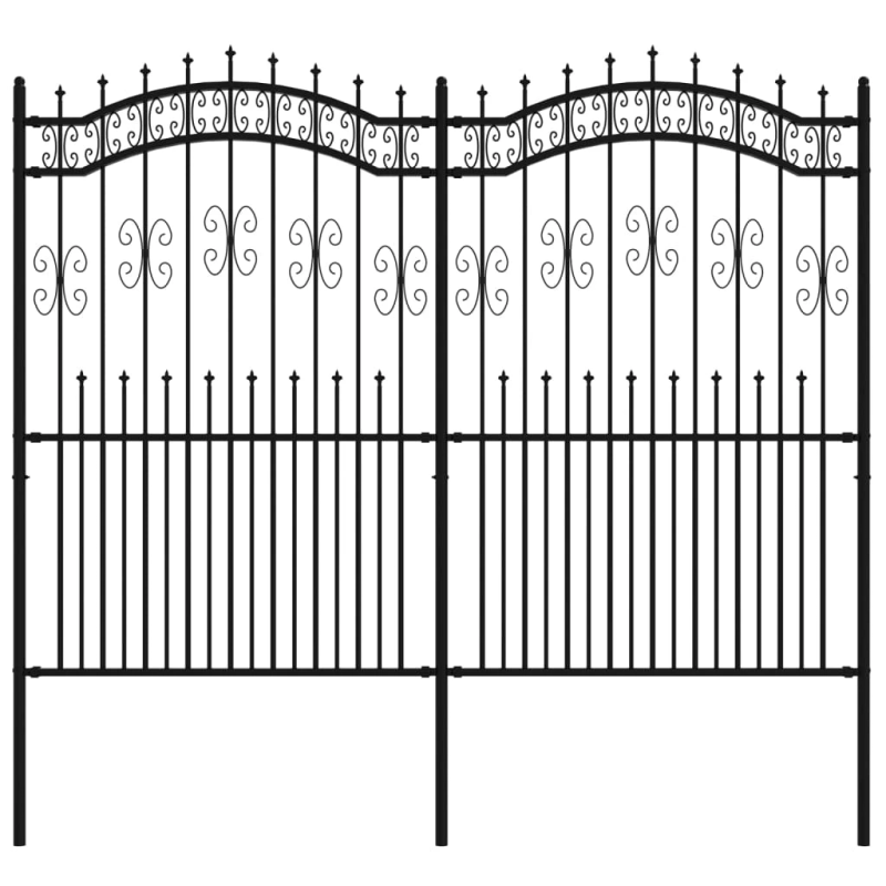 vidaXL dārza žogs ar pīķa formas galotni, melns, 240x175 cm, pulverkrāsots tērauds