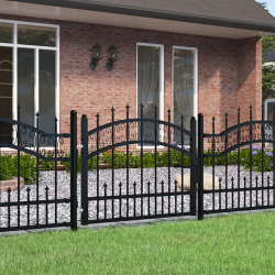 vidaXL žoga vārti ar šķēpa formas augšdaļu, melni, 103x75 cm, pulverkrāsots tērauds