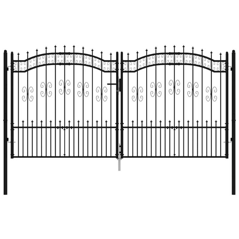 vidaXL žoga vārti ar šķēpa formas augšdaļu, melni, 305x150 cm, pulverkrāsots tērauds