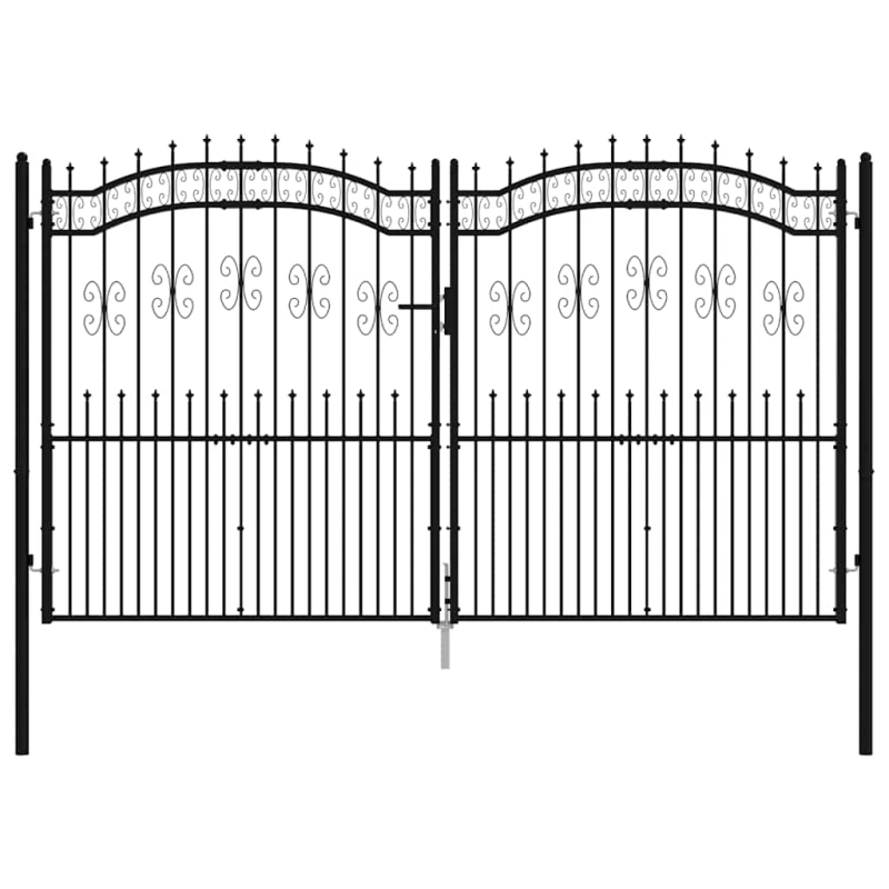 vidaXL žoga vārti ar šķēpa formas augšdaļu, melni, 305x175 cm, pulverkrāsots tērauds