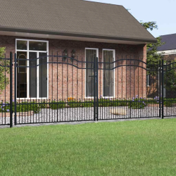 vidaXL žoga vārti ar šķēpa formas augšdaļu, melni, 406x150 cm, pulverkrāsots tērauds