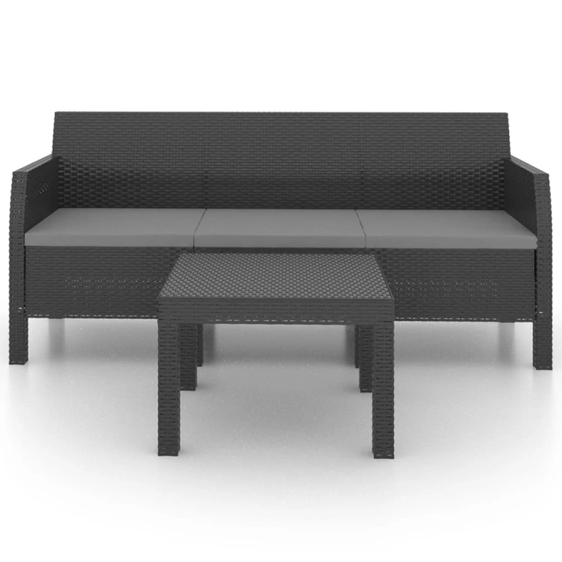 vidaXL 2-daļīgs dārza mēbeļu komplekts, matrači, PP pinums, pelēks