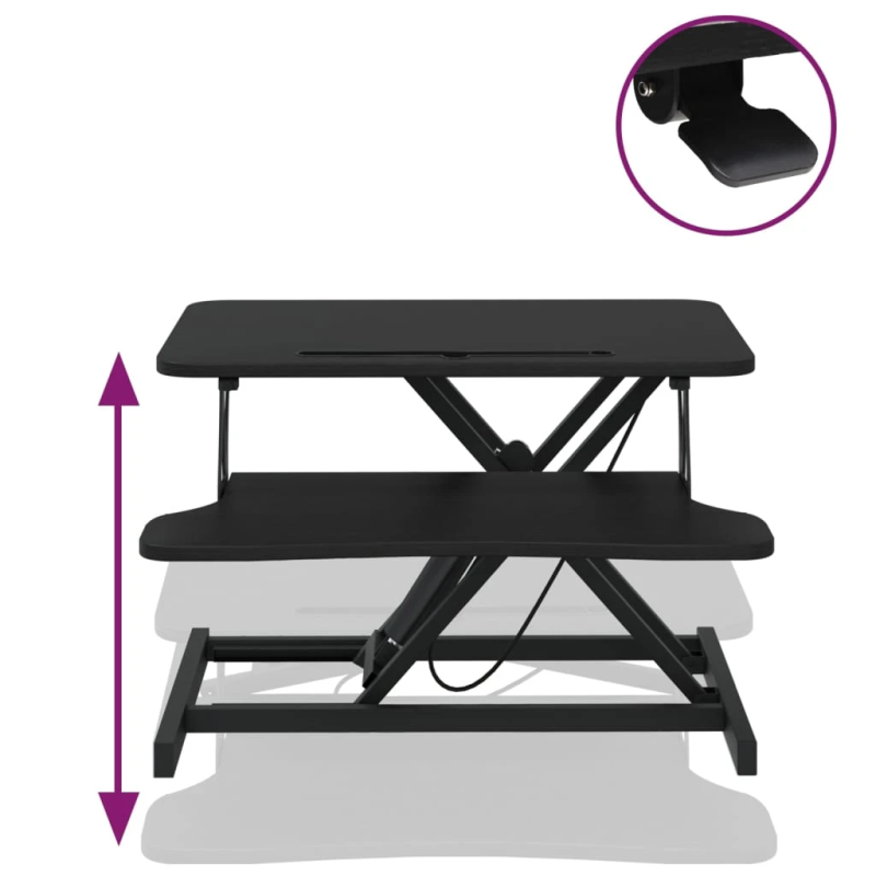 vidaXL datora galds, regulējams, 60x40x,13-41,5, cm, tērauds un koks