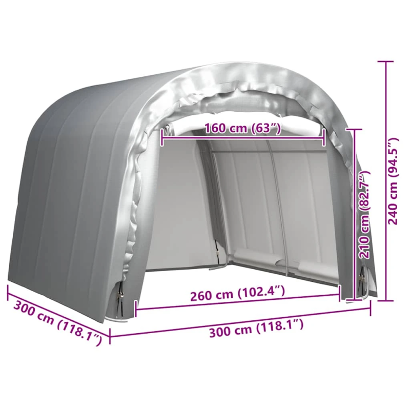 vidaXL uzglabāšanas telts, 300x300 cm, tērauds, pelēks