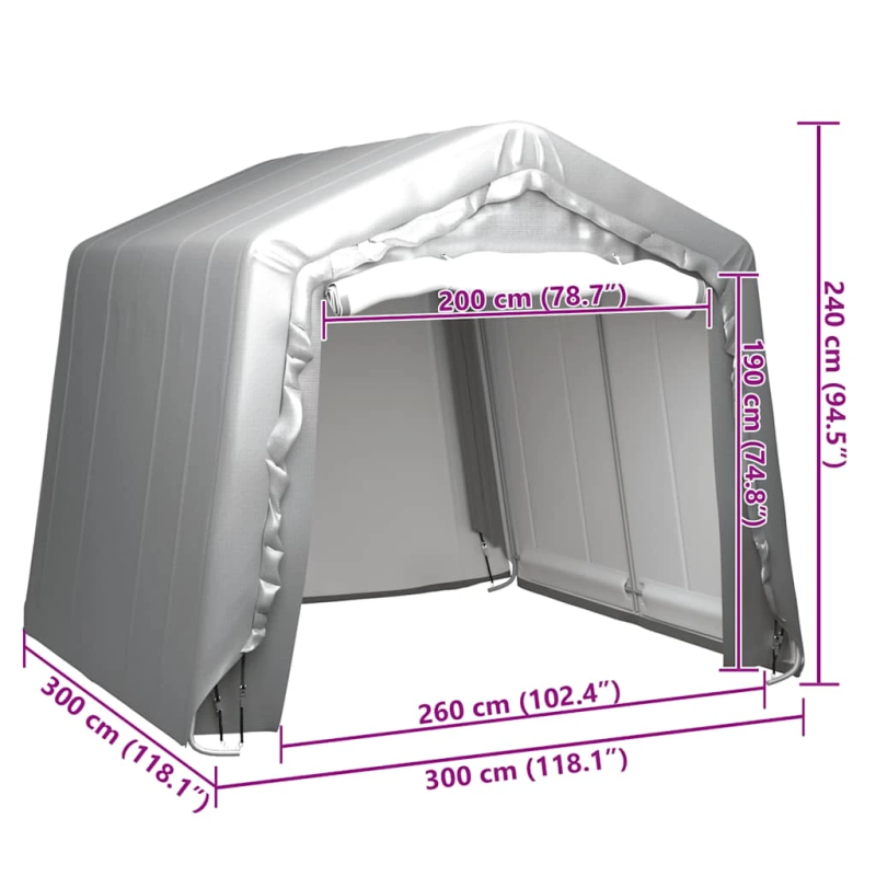 vidaXL uzglabāšanas telts, 300x300 cm, tērauds, pelēks