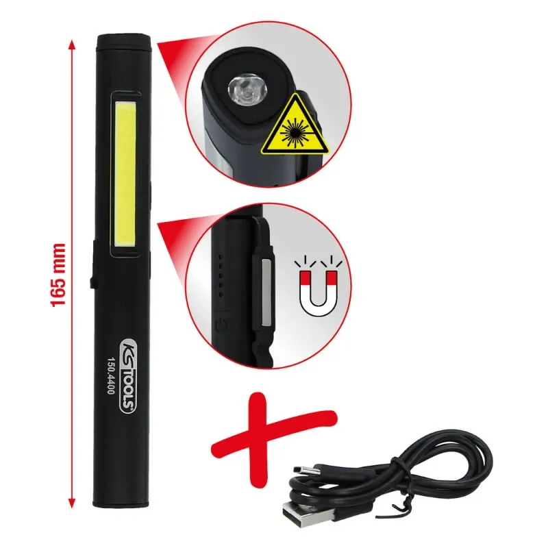 Šviestuvas LED COB su UV-Spot LED ir lazeriniu žymekliu 350 luumen, KS Tools