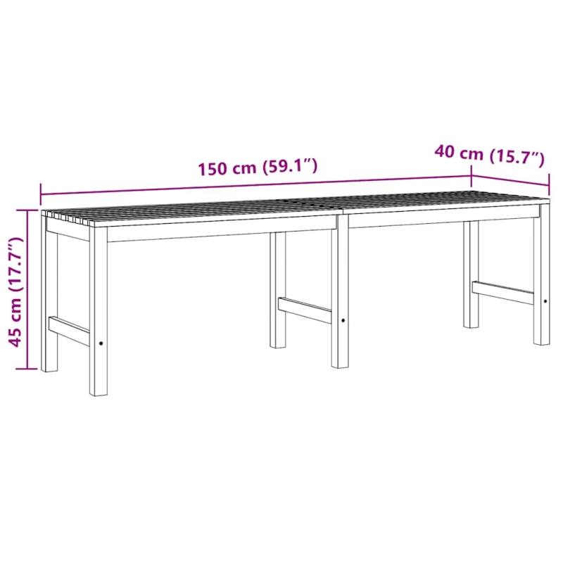 vidaXL dārza sols, 150 cm, masīvs tīkkoks