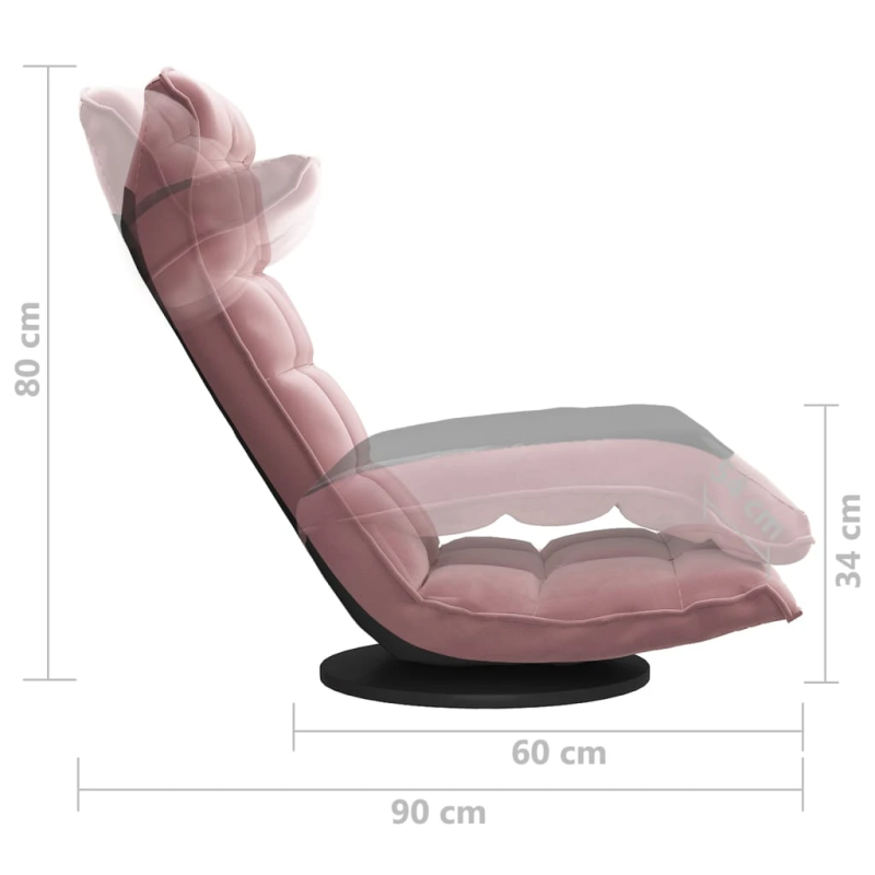 vidaXL grozāms grīdas krēsls, rozā samts