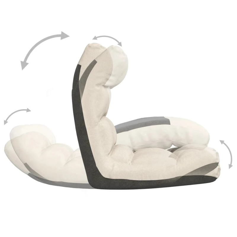 vidaXL salokāms grīdas krēsls, krēmkrāsas audums