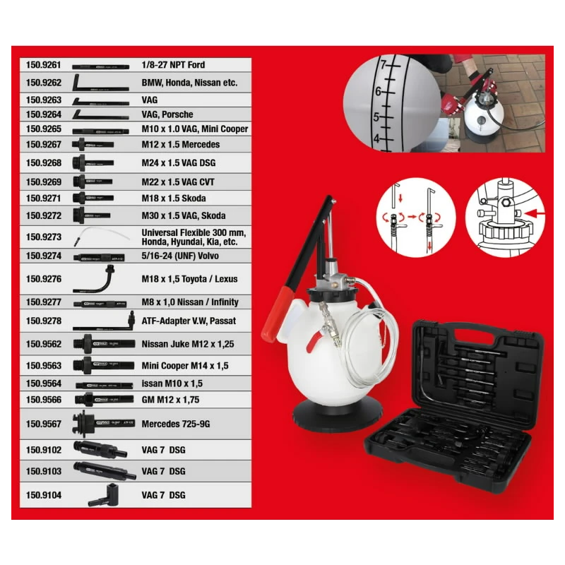 Universal transmission oil filling system set, 23pcs, KS Tools