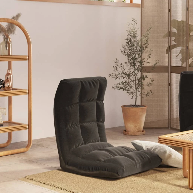 vidaXL salokāms grīdas krēsls, melns audums