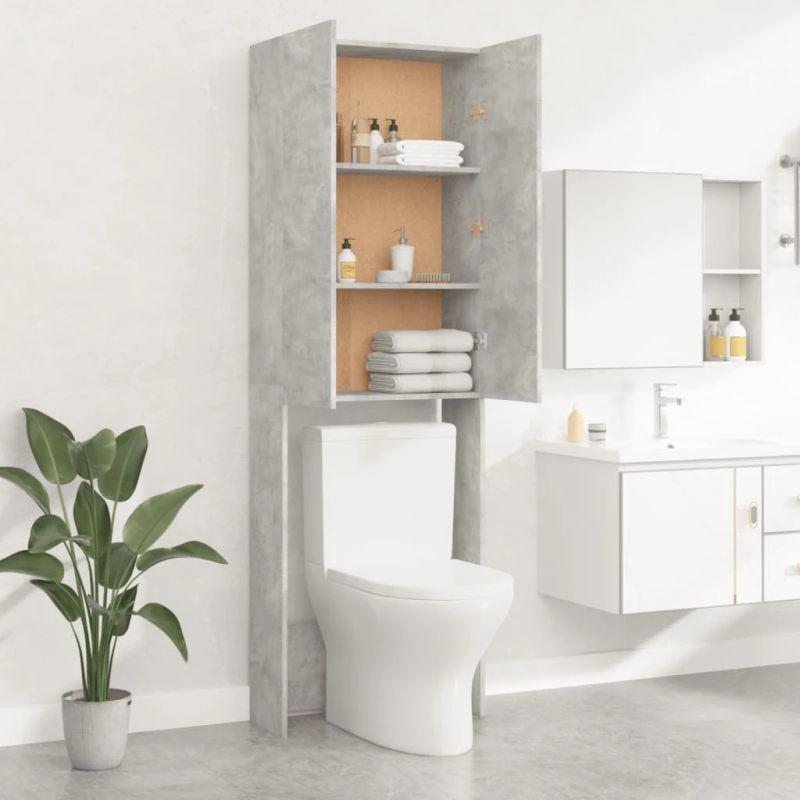 vidaXL veļasmašīnas skapītis, 64x25,5x190 cm, betona pelēks