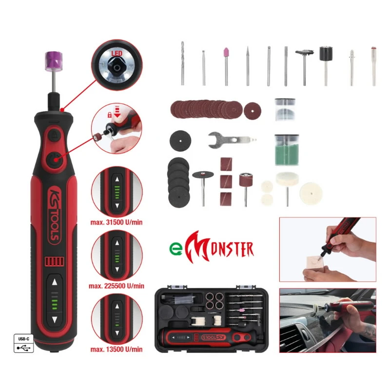 eMonster akumulatora gravieris, slīpmašīna, 50 gab., KS Tools