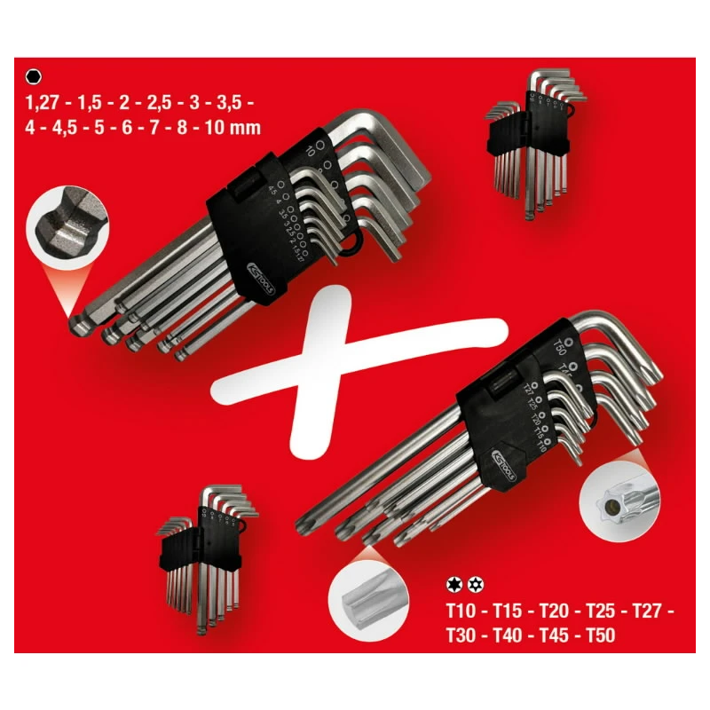 L-Hex and L-Torx wrench set, 22pcs, KS Tools