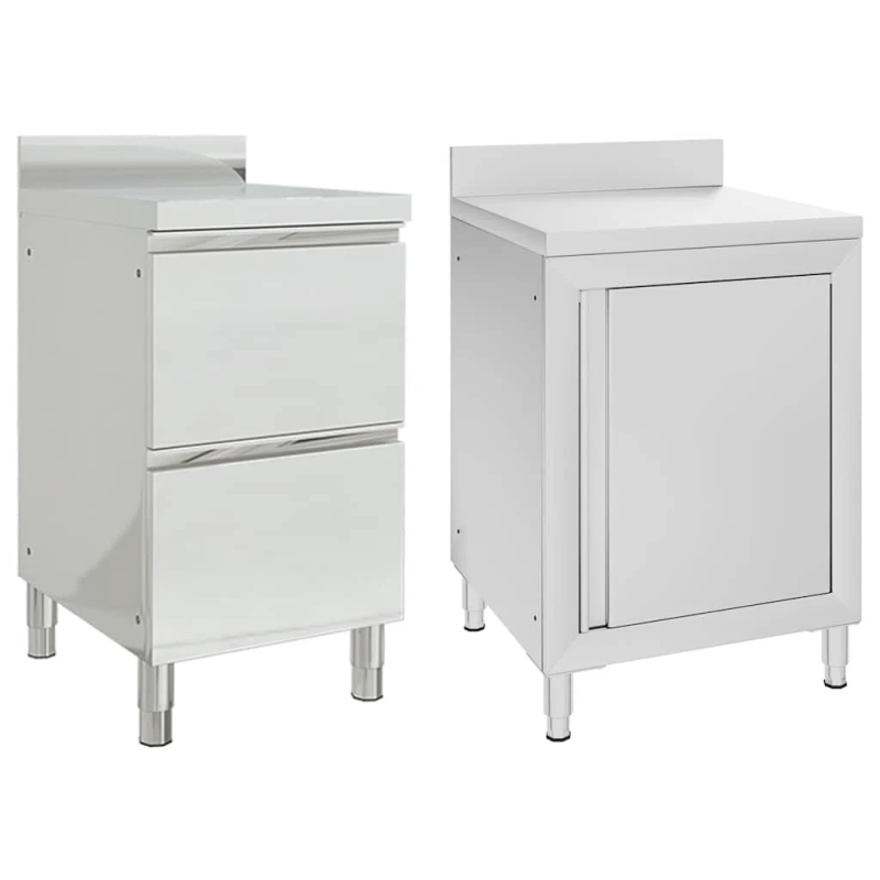 vidaXL virtuves skapīši, 2 gab., nerūsējošais tērauds