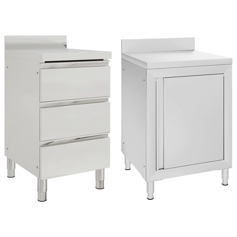 vidaXL virtuves skapīši, 2 gab., nerūsējošs tērauds