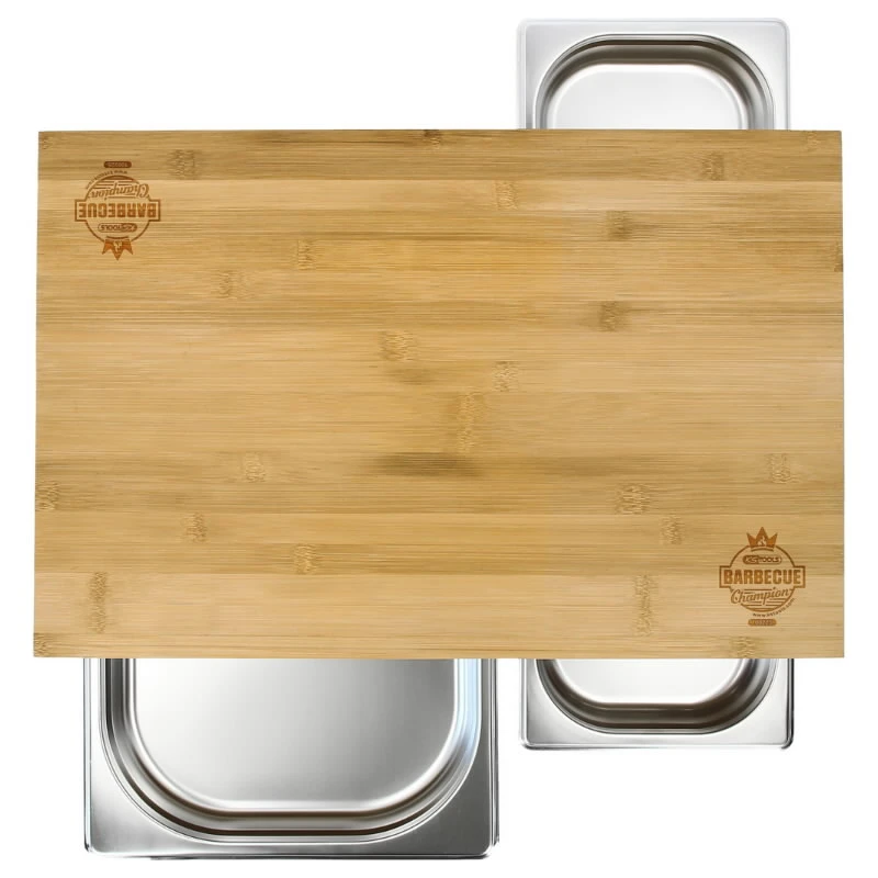 Virtuves dēlītis ar 3 nerūsējošā tērauda paplātēm, KS Tools