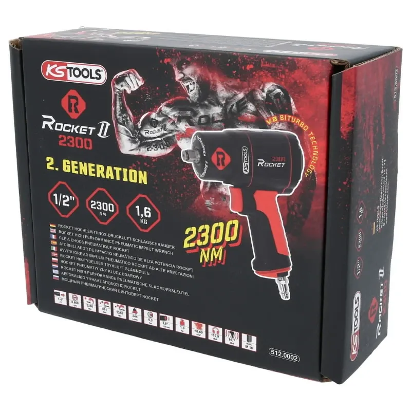 Suruõhu mutrikeeraja löögiga 1-2´´ ROCKET II, 2300Nm, KS Tools