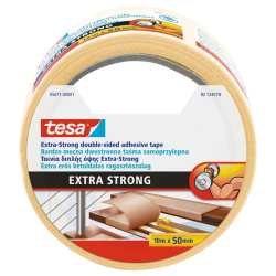 Divpusēja līmlente Tesa Extra Strong. 10 m x 50 mm