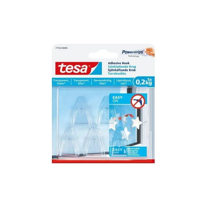 Drēbju āķis Tesa Powerstrips, caurspīdīga krās.