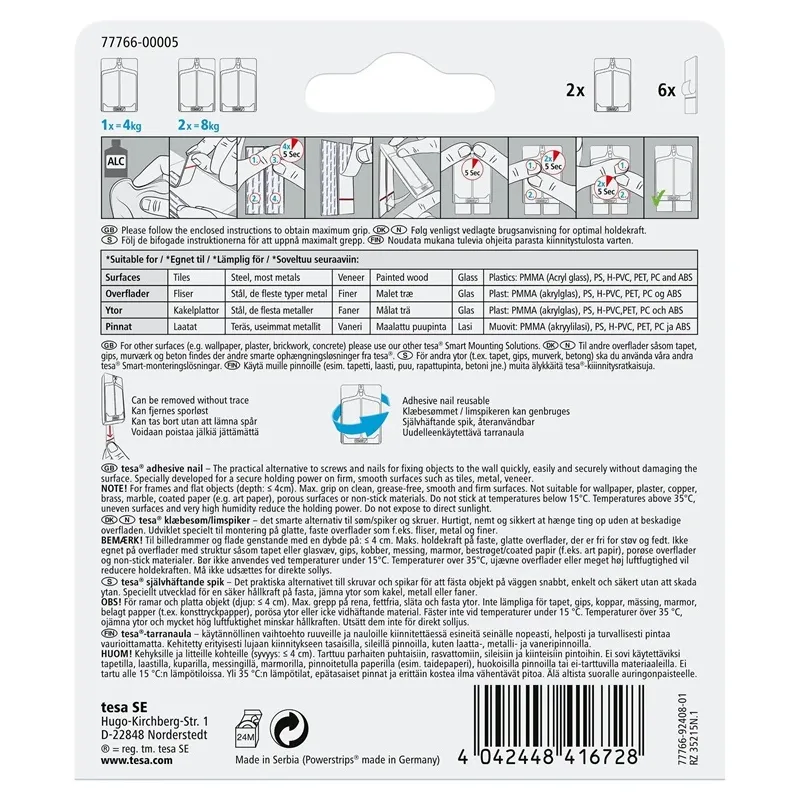Konksud raami riputamiseks Tesa Powerstrips, valge v.