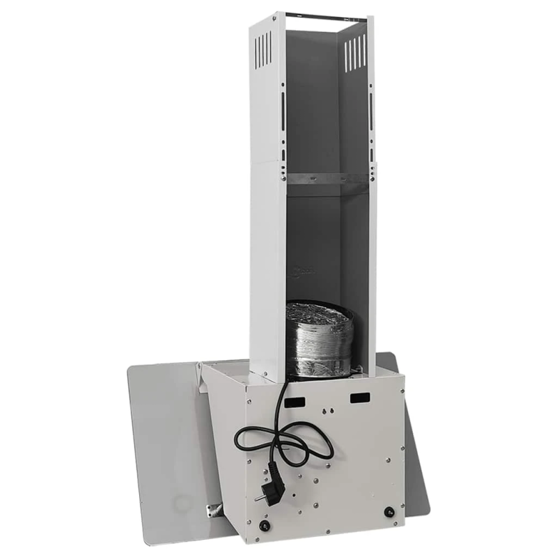 vidaXL tvaika nosūcējs, 60 cm, tērauds, rūdīts stikls, balts