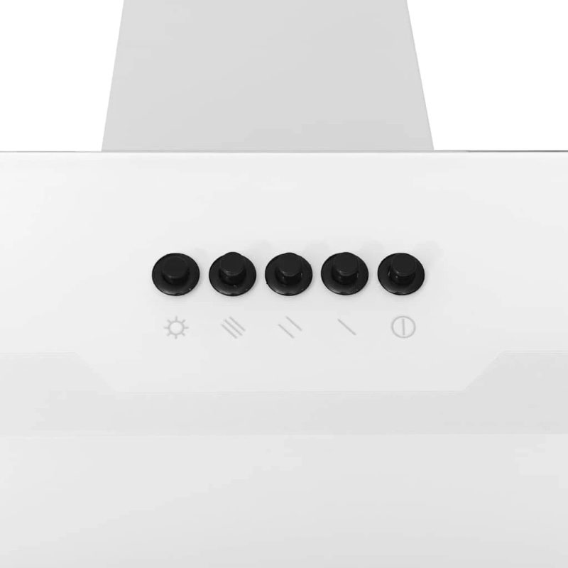 vidaXL tvaika nosūcējs, 90 cm, tērauds, rūdīts stikls, balts