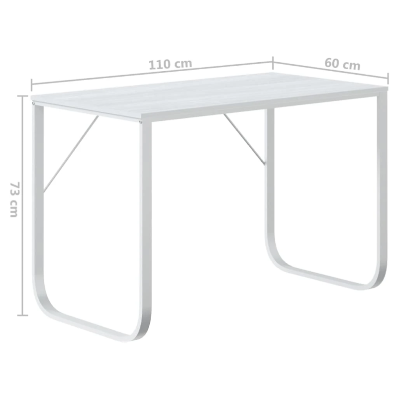 vidaXL datorgalds, 110x60x73 cm, skaidu plāksne, balts
