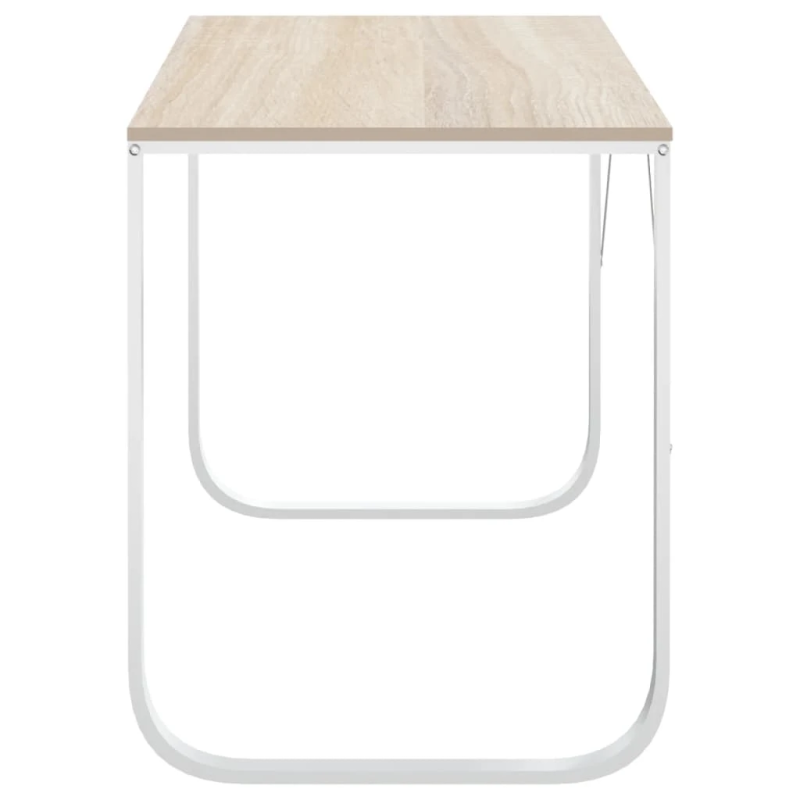 vidaXL datorgalds, 110x60x73 cm, skaidu plāksne, balta un ozola krāsa