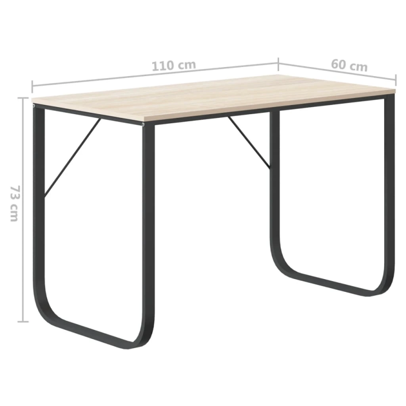 vidaXL datorgalds, 110x60x73 cm, skaidu plāksne, melna un ozola krāsa