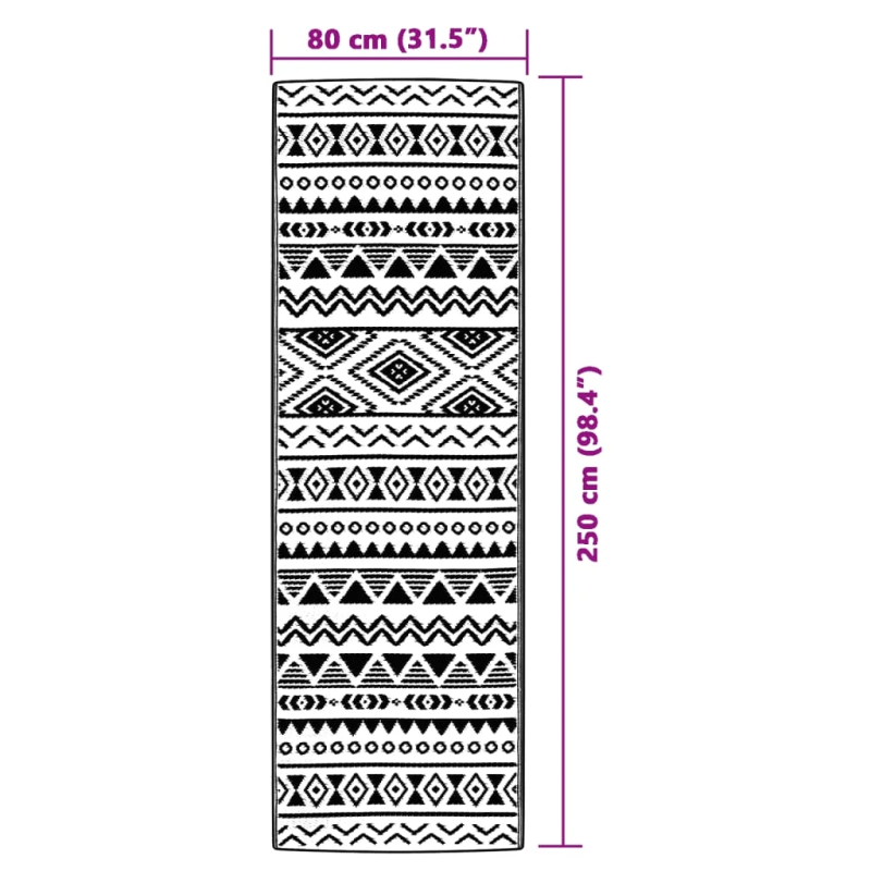 vidaXL āra paklājs, 80x250 cm, ARAKIL melns, PP