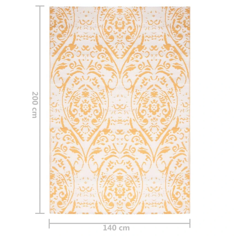 vidaXL Āra paklājs ARAKIL Dzeltens 140x200 cm PP