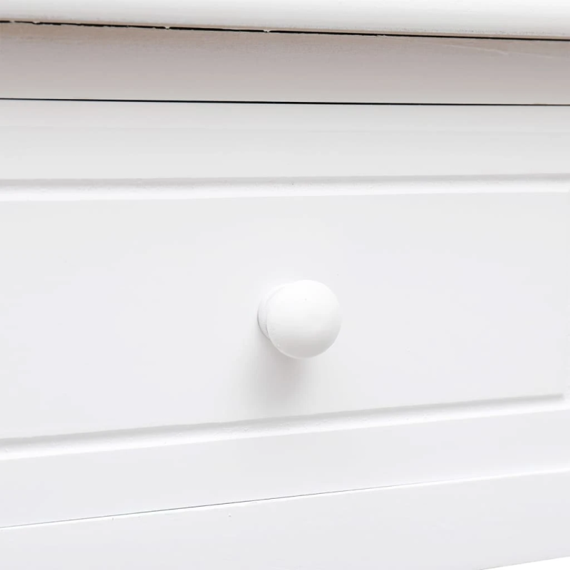 vidaXL rakstāmgalds, 108x30x76 cm, balts, paulonijas masīvkoks