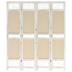 338559 vidaXL 4-Panel Room Divider Cream 140x165 cm Fabric