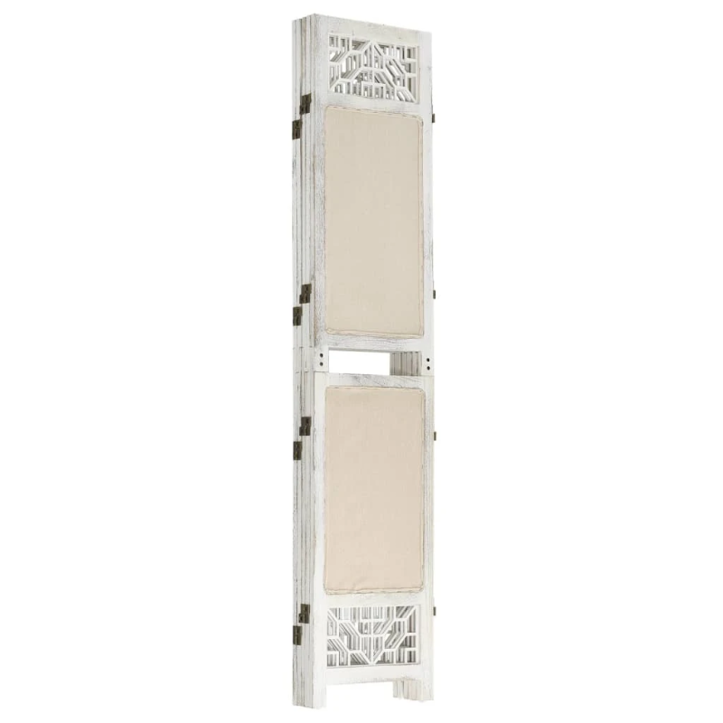 vidaXL 5 paneļu istabas aizslietnis, 175x165 cm, krēmkrāsas audums