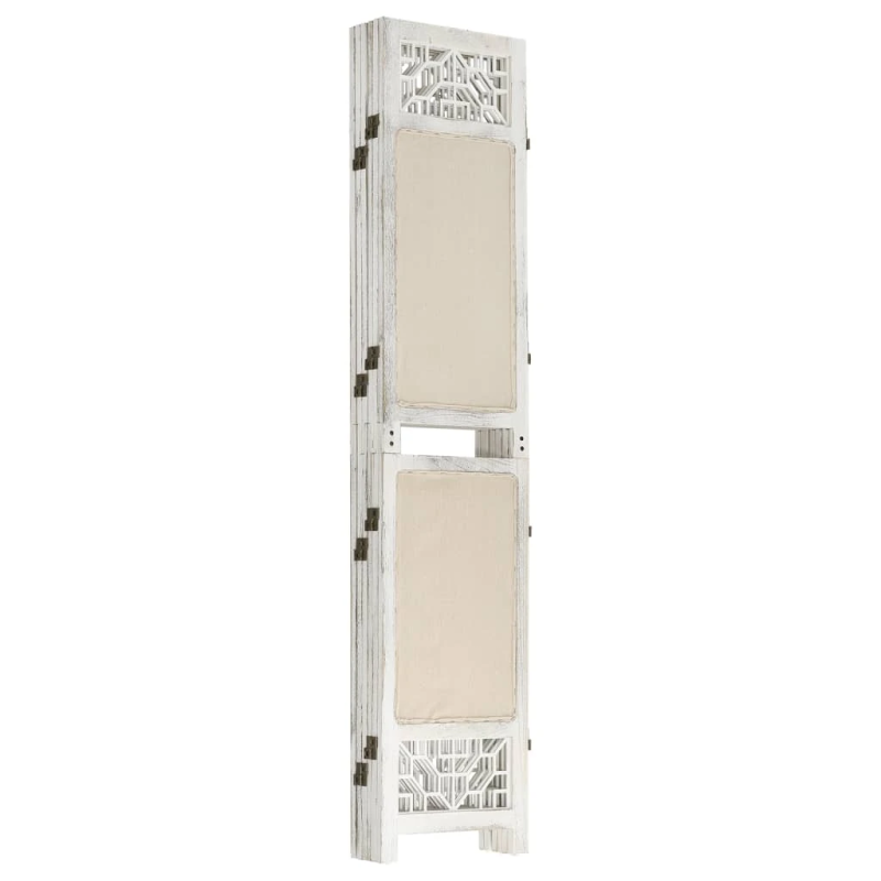 vidaXL 6 paneļu istabas aizslietnis, 210x165 cm, krēmkrāsas audums