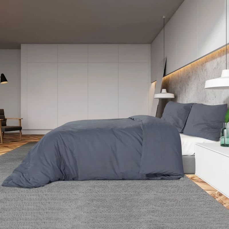 vidaXL gultasveļas komplekts, antracītpelēks, 135x200 cm, kokvilna