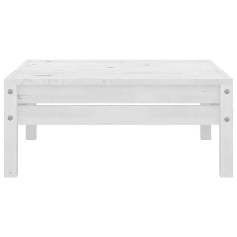 vidaXL dārza kājsoliņš, balts, priedes masīvkoks