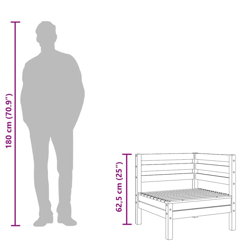vidaXL dārza stūra dīvāni, 2 gab., pelēki, priedes masīvkoks