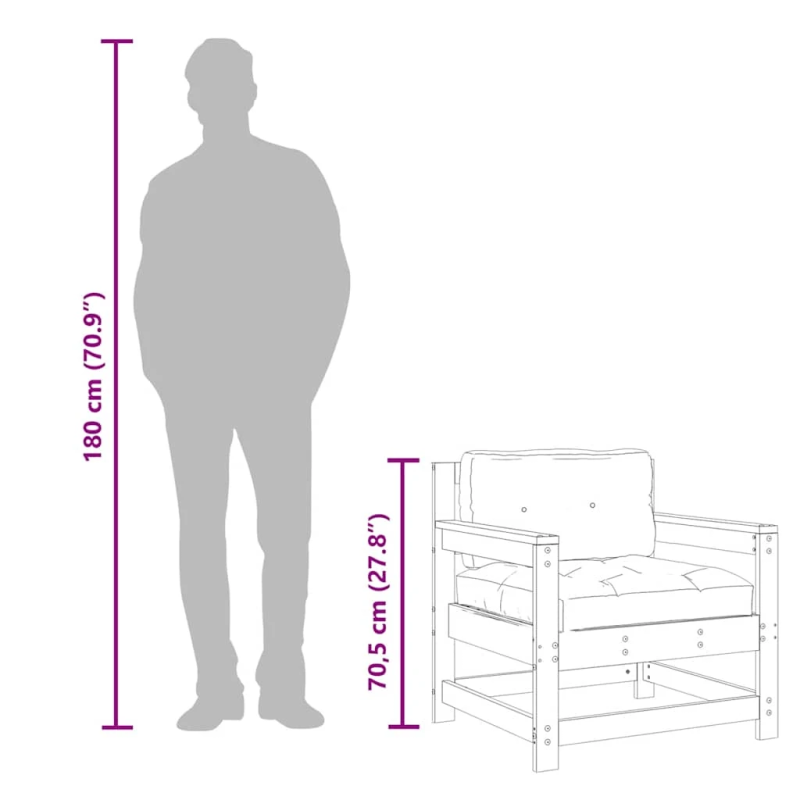 vidaXL vidējie dārza dīvāni, 2 gab., priedes masīvkoks